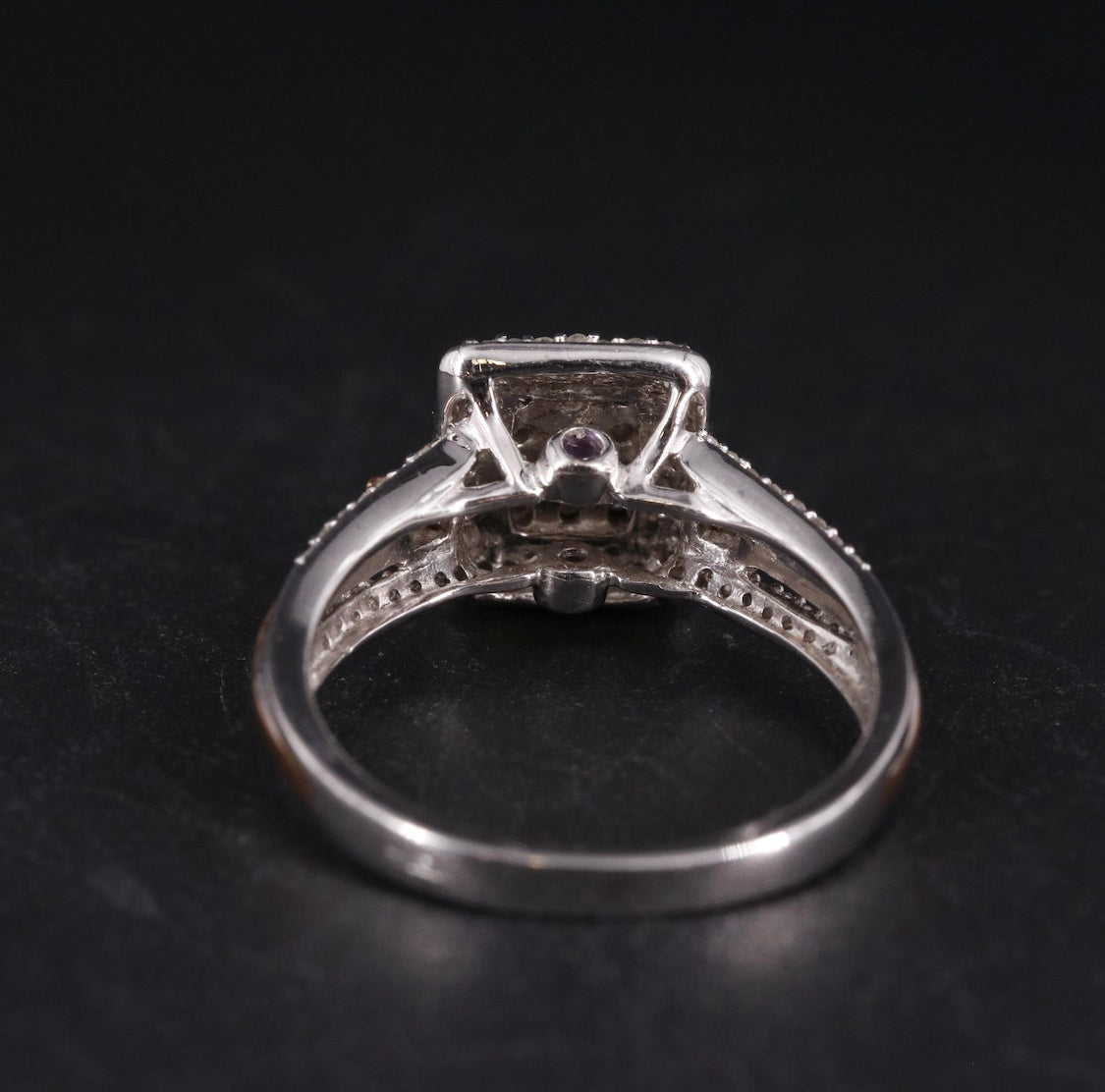 Sterling Diamond Ring with Rose Gold Accents