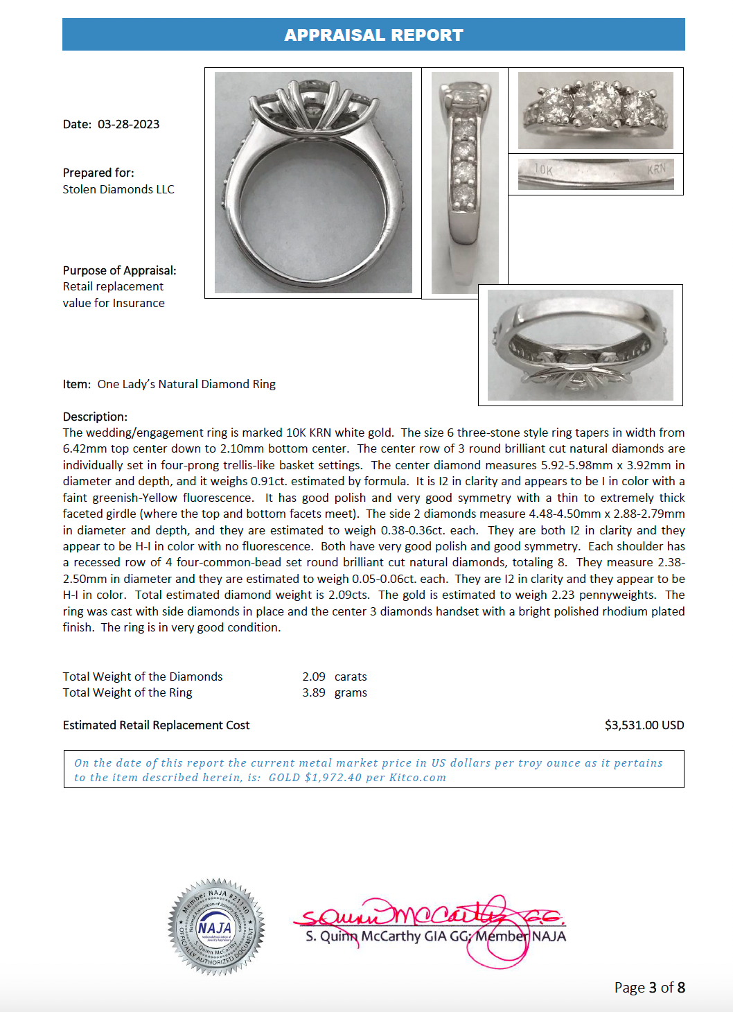 10K 2.09 CTW Diamond Trellis Ring