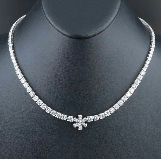 14K Graduated 20.75 CTW Lab Grown Diamond Floral Necklace