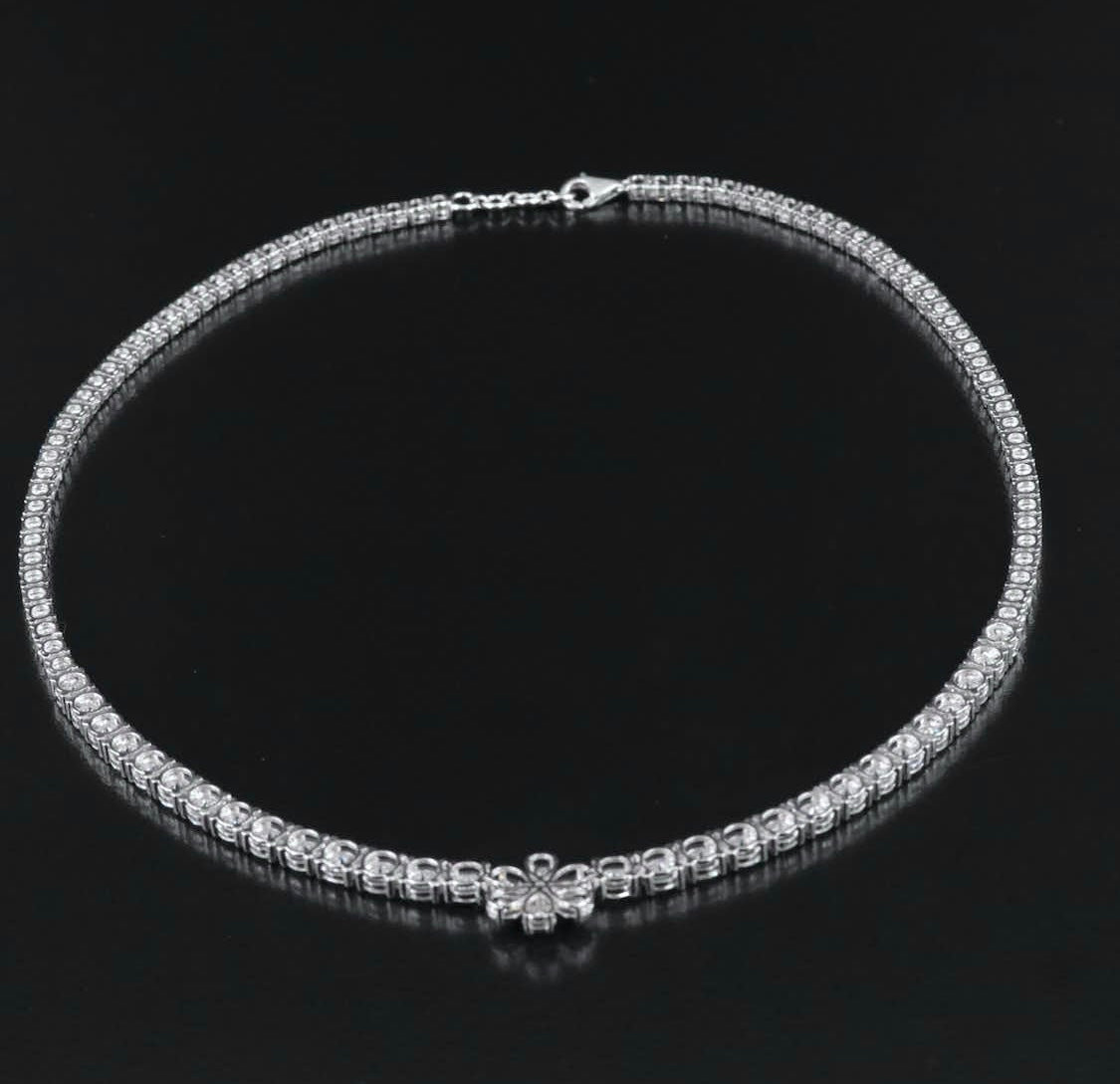 14K Graduated 20.75 CTW Lab Grown Diamond Floral Necklace