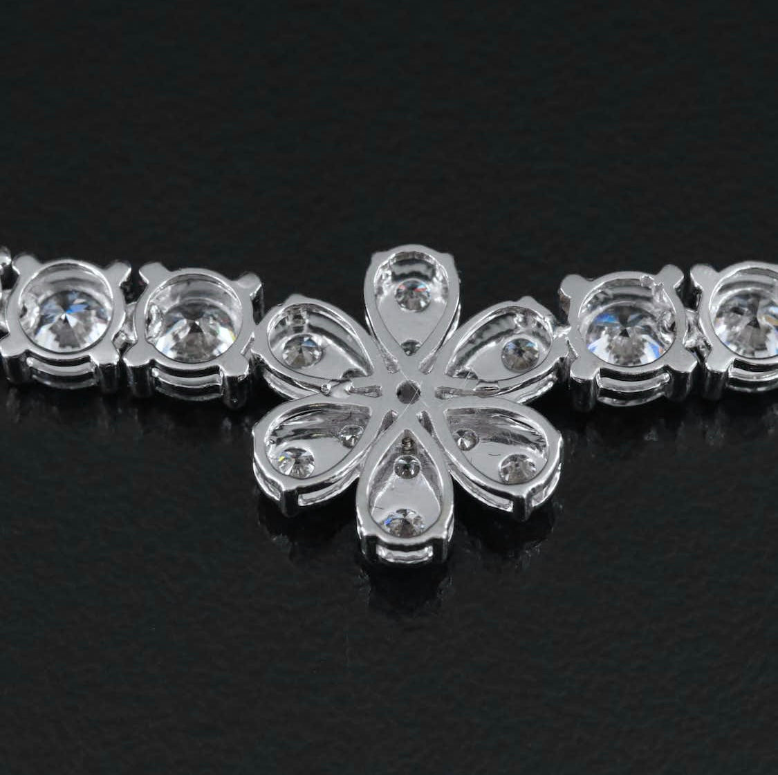14K Graduated 20.75 CTW Lab Grown Diamond Floral Necklace