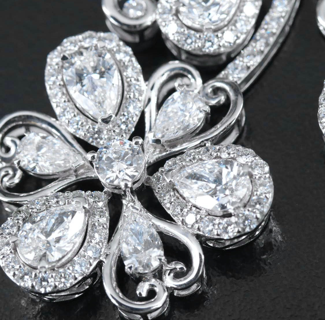Platinum 23.82 CTW Lab Grown Diamond Floral and Scrollwork Necklace