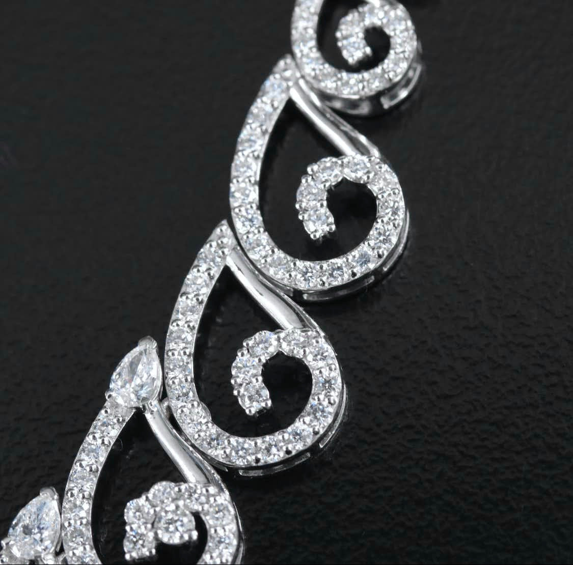 Platinum 23.82 CTW Lab Grown Diamond Floral and Scrollwork Necklace