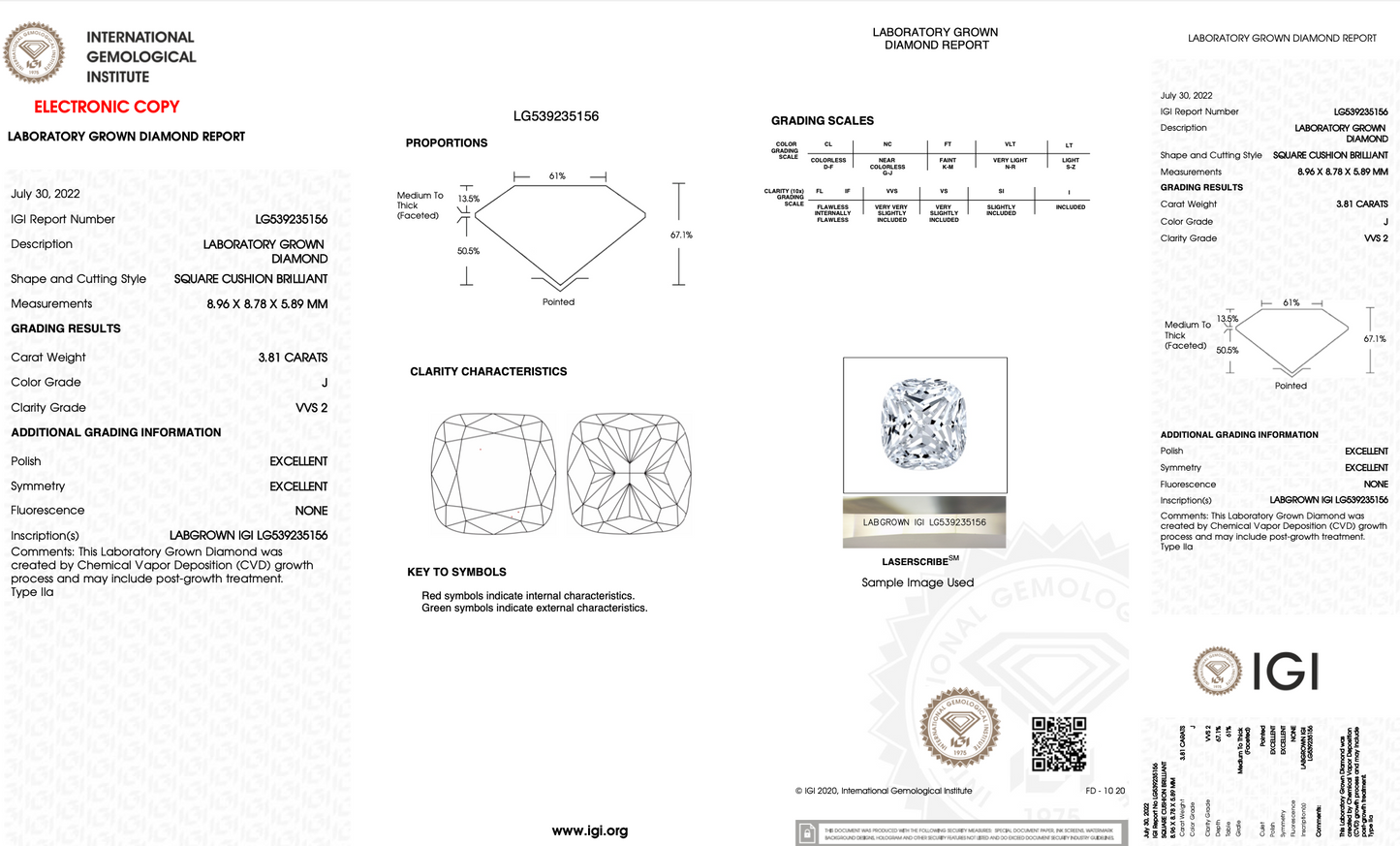 4.05 CTW Lab Grown Diamond with Online Digital IGI Report
