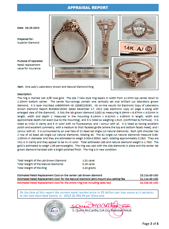 14K 1.79 CTW Rose Gold Diamond Ring