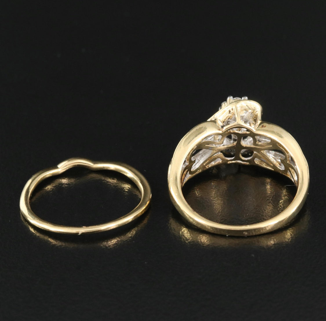Sterling Diamond Ring and Band Set