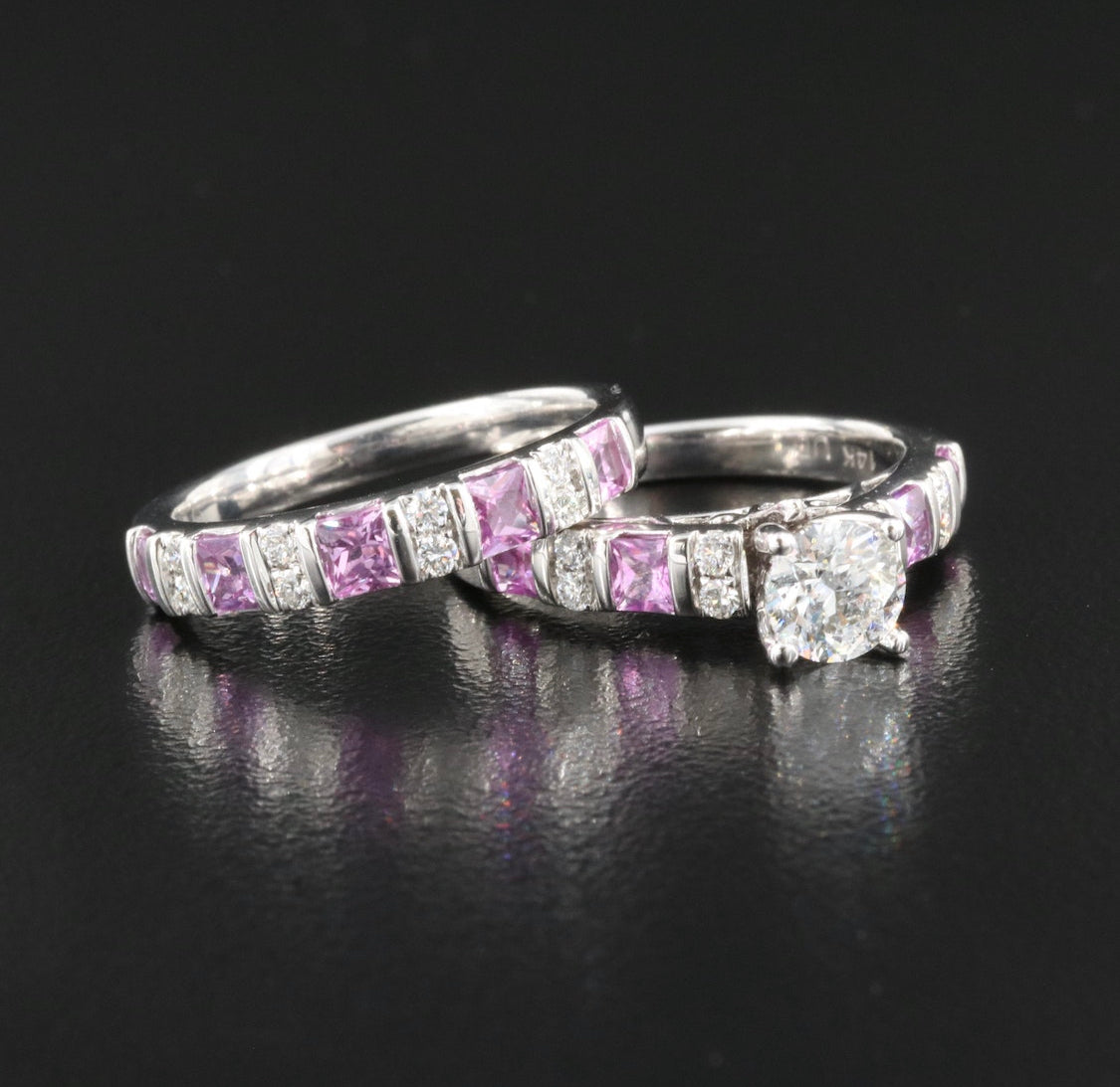 14K Diamond and Sapphire Ring Set
