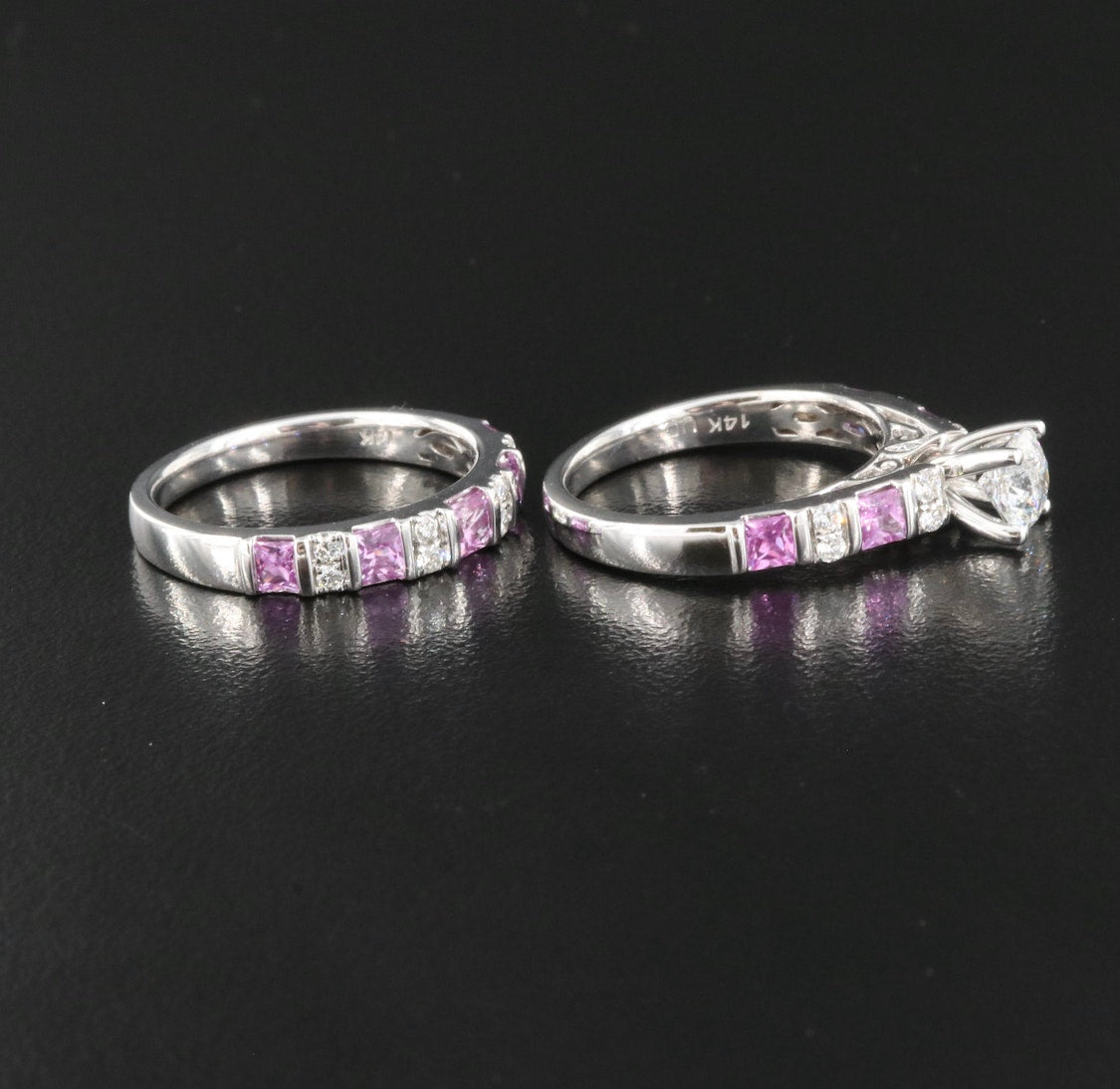 14K Diamond and Sapphire Ring Set