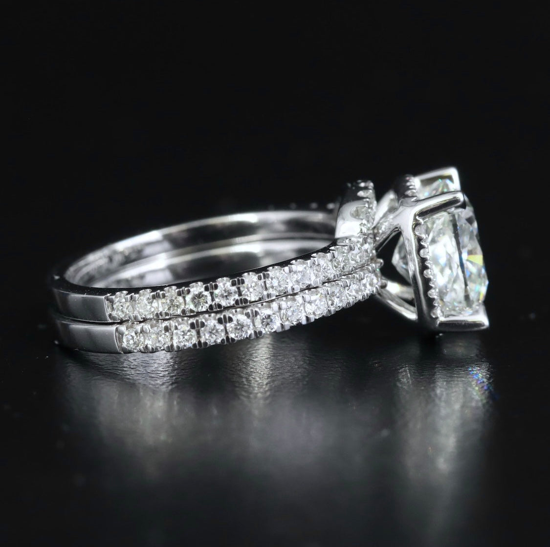 14K 3.82 CTW Lab Grown Diamond Ring and Band Set with IGI Report