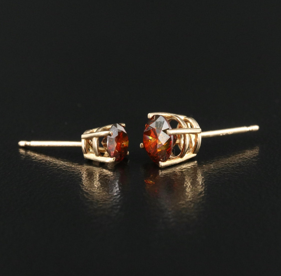 14K 2.40 CTW Diamond Stud Earrings (Red)