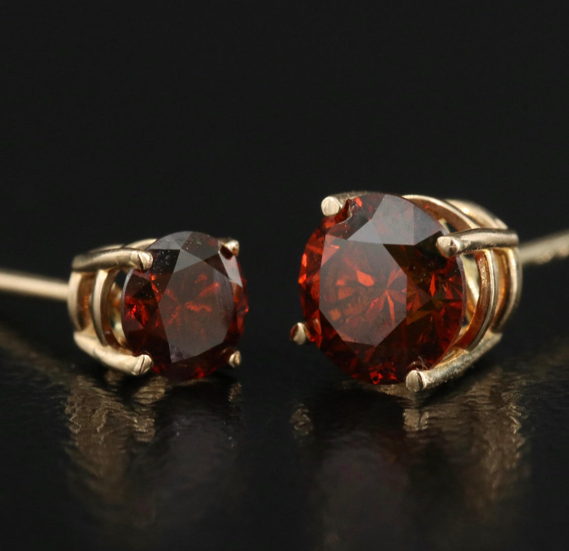 14K 2.40 CTW Diamond Stud Earrings (Red)