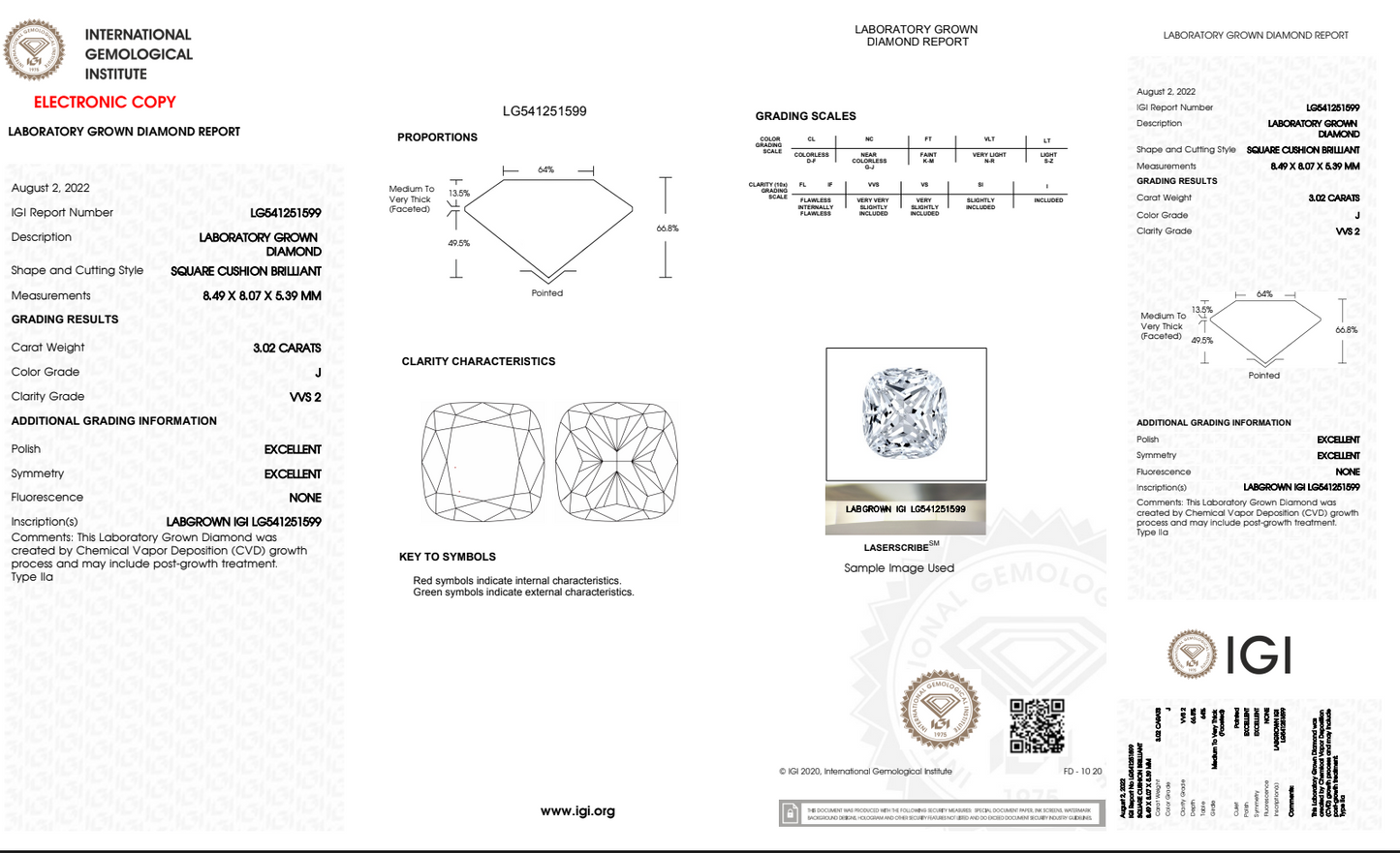 14K 3.72 CTW Lab Grown Diamond Ring Set with IGI Report