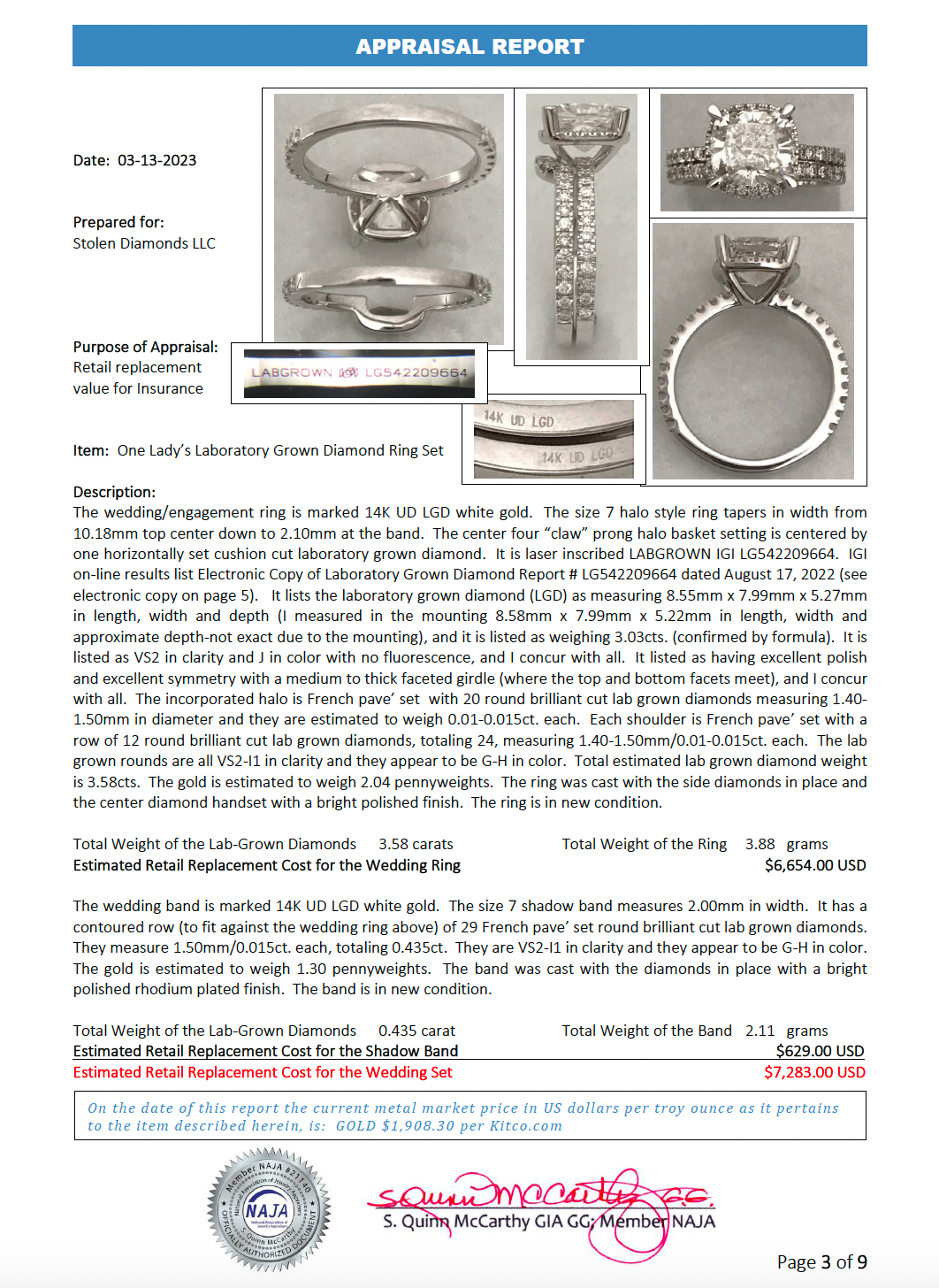 14K 4.015 CTW Lab Grown Diamond Ring Set